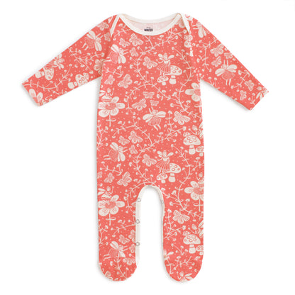 Footed Romper - Fairies Coral