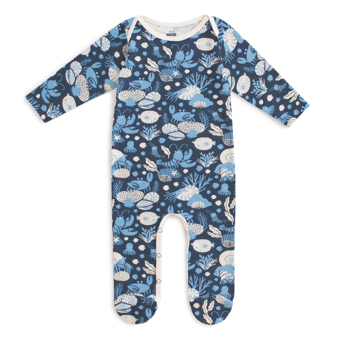 Footed Romper - Ocean Life Navy