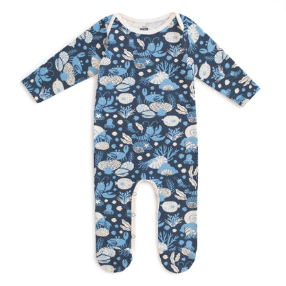 Footed Romper - Ocean Life Navy