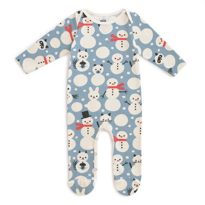 Footed Romper - Snow Creatures Blue
