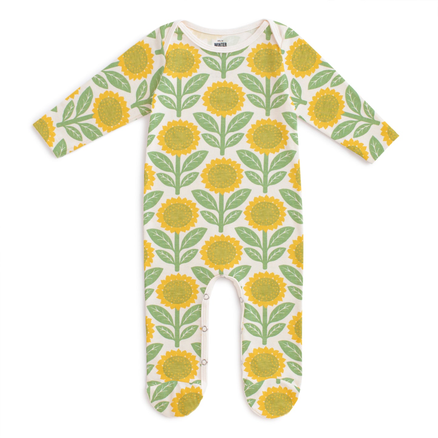 Footed Romper - Sunflowers Green