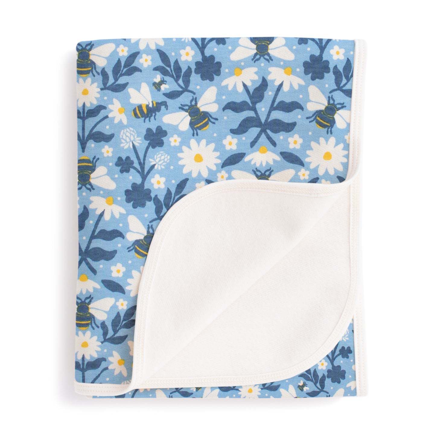 French Terry Blanket - Bees Blue