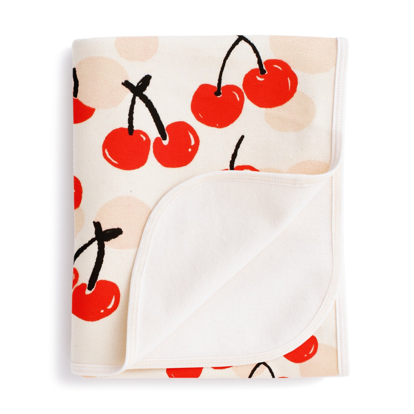 French Terry Blanket - Cherries Red