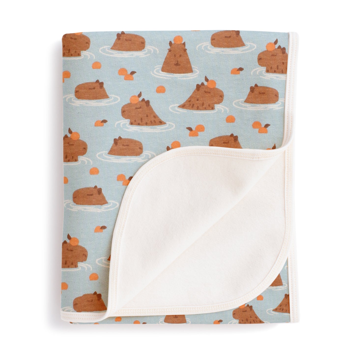 French Terry Blanket - Capybaras Blue