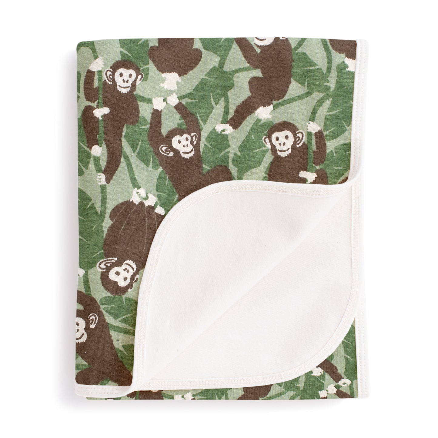 French Terry Blanket - Chimpanzees Green
