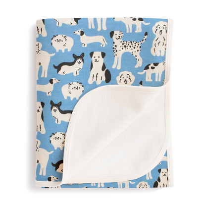 French Terry Blanket - Dog Parade Blue
