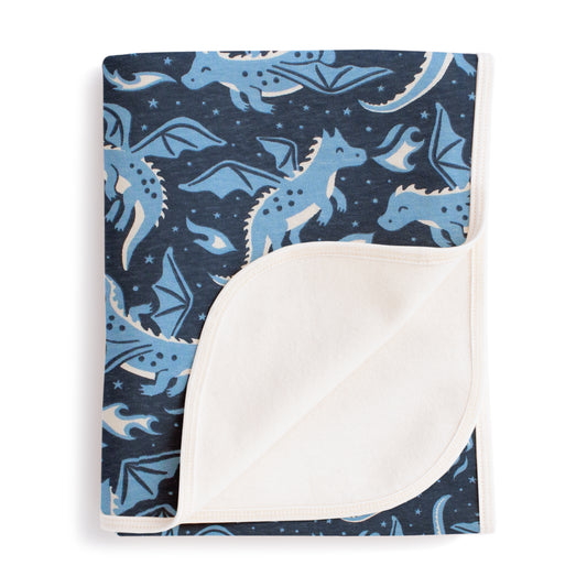 French Terry Blanket - Dragons Navy