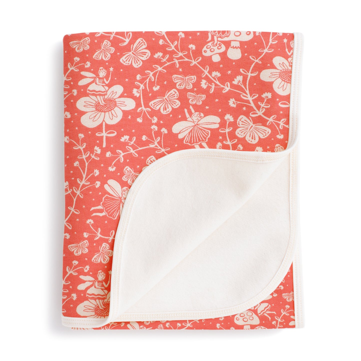 French Terry Blanket - Fairies Coral
