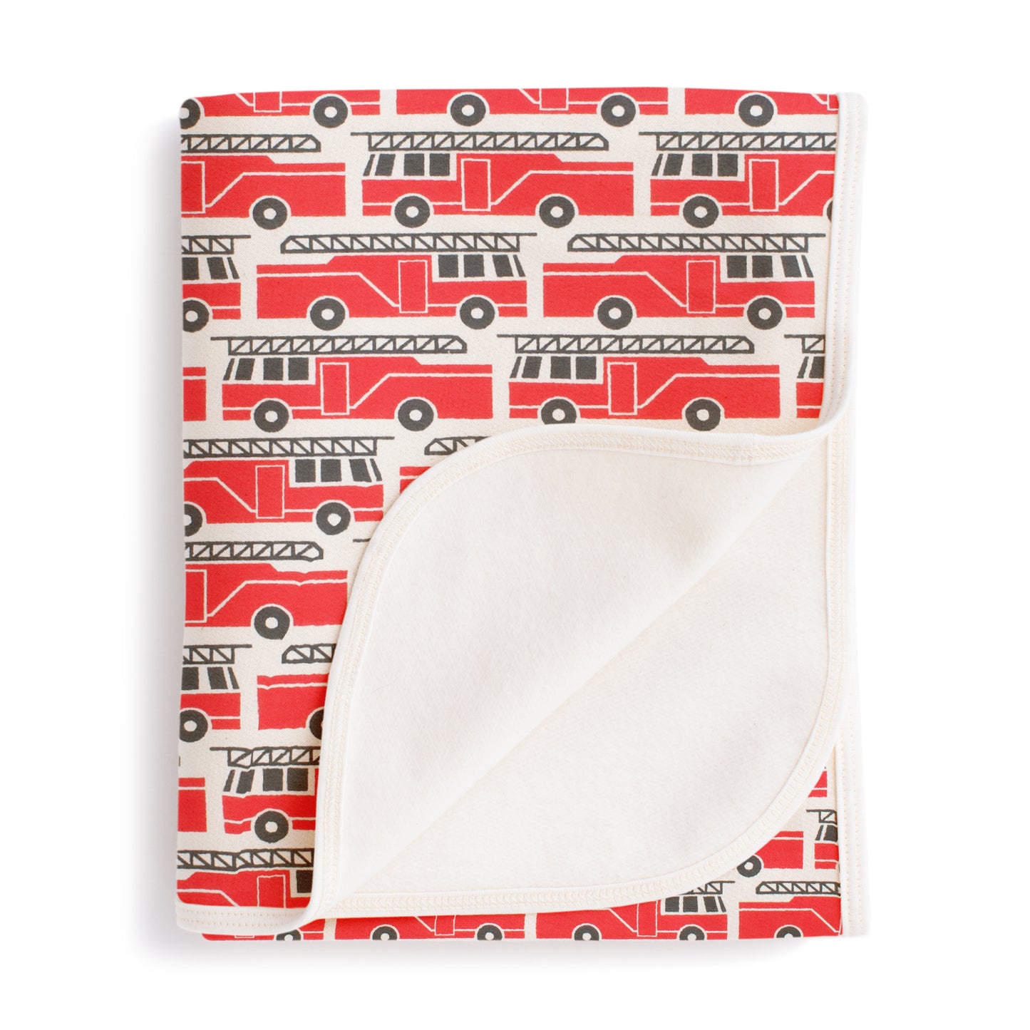 French Terry Blanket - Firetrucks Red