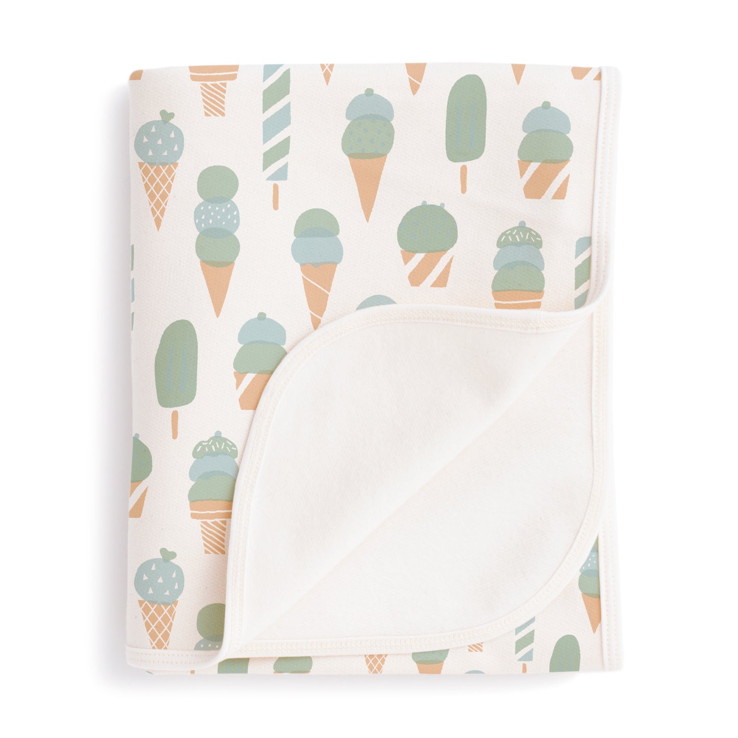 French Terry Blanket - Ice Cream Mint & Blue