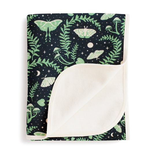 French Terry Blanket - Luna Moths Night Sky