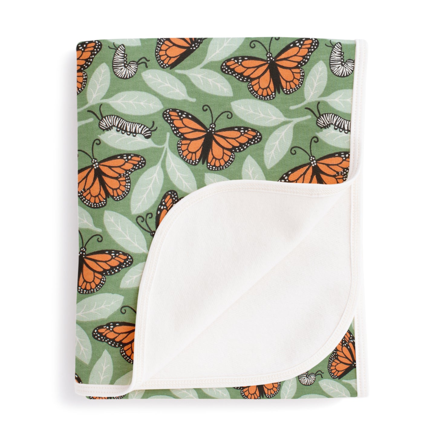 French Terry Blanket - Monarchs Dark Green