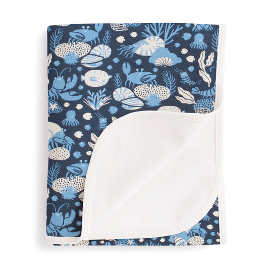 French Terry Blanket - Ocean Life Navy
