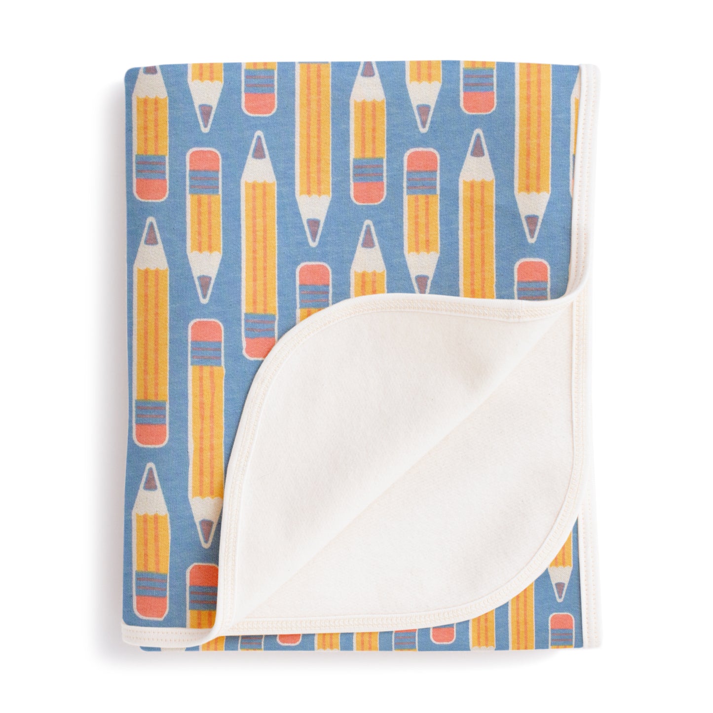 French Terry Blanket - Pencils Blue