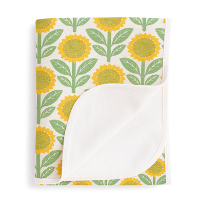 French Terry Blanket - Sunflowers Green