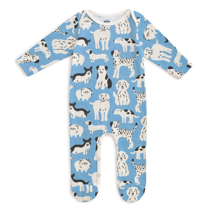Footed Romper - Dog Parade Blue