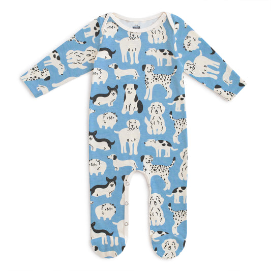 Footed Romper - Dog Parade Blue