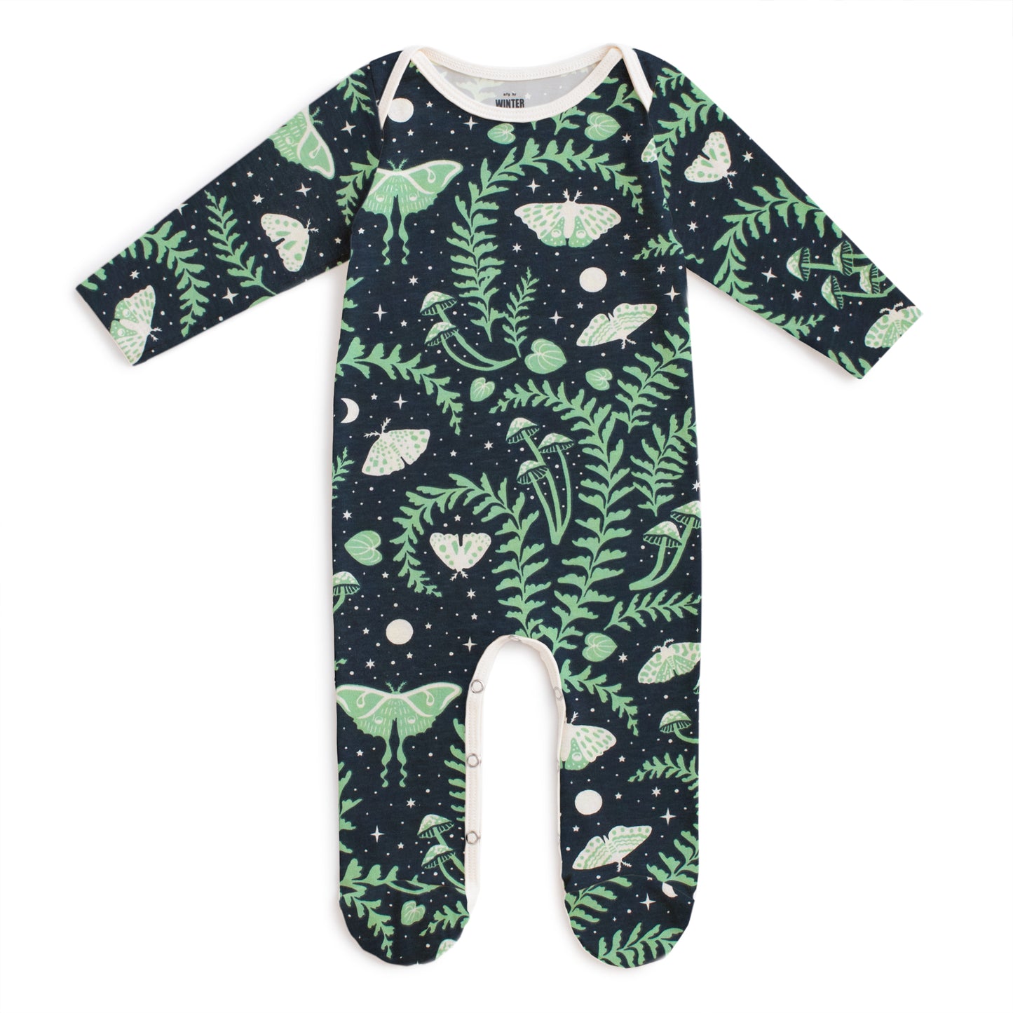 Footed Romper - Luna Moths Night Sky