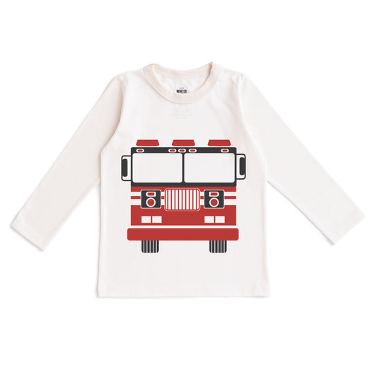 Long-Sleeve GRAPHIC Tee - Firetruck Natural
