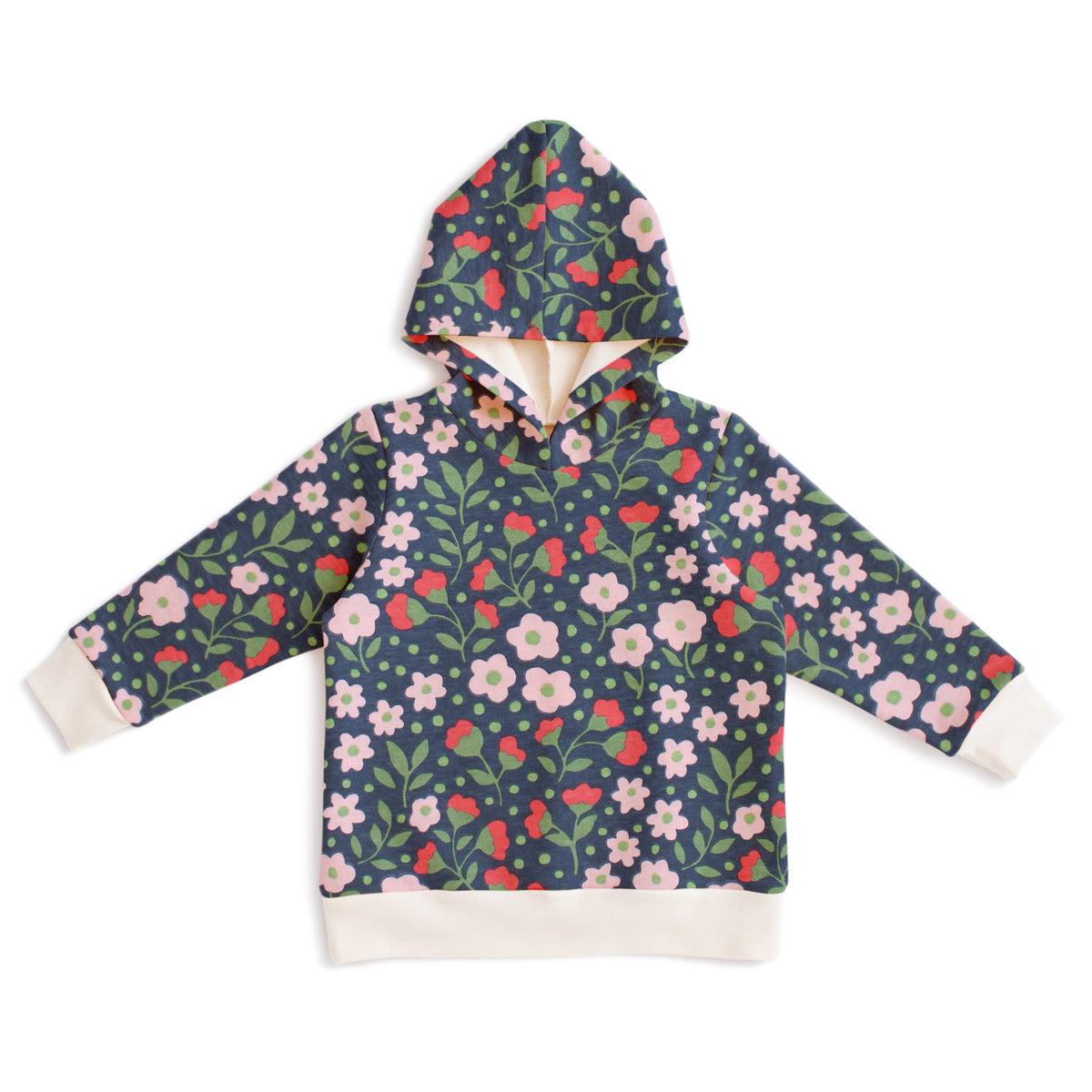 Hoodie - Garden Blooms Navy & Pink