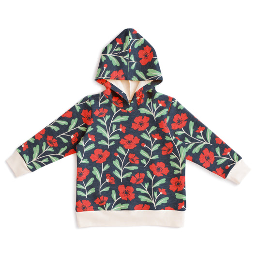 Hoodie - Poppies Navy