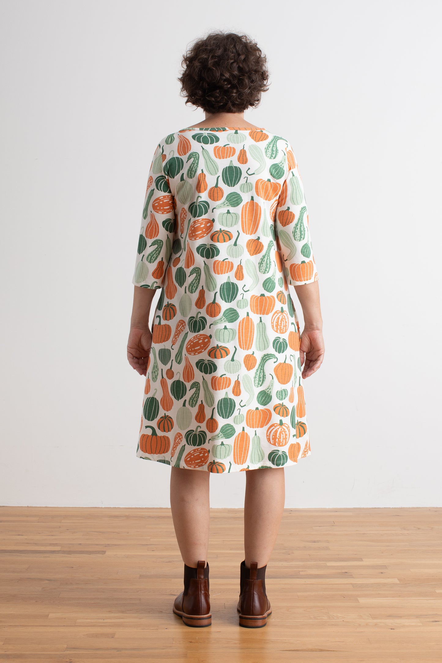 Helsinki Dress - Gourds & Pumpkins Green & Orange