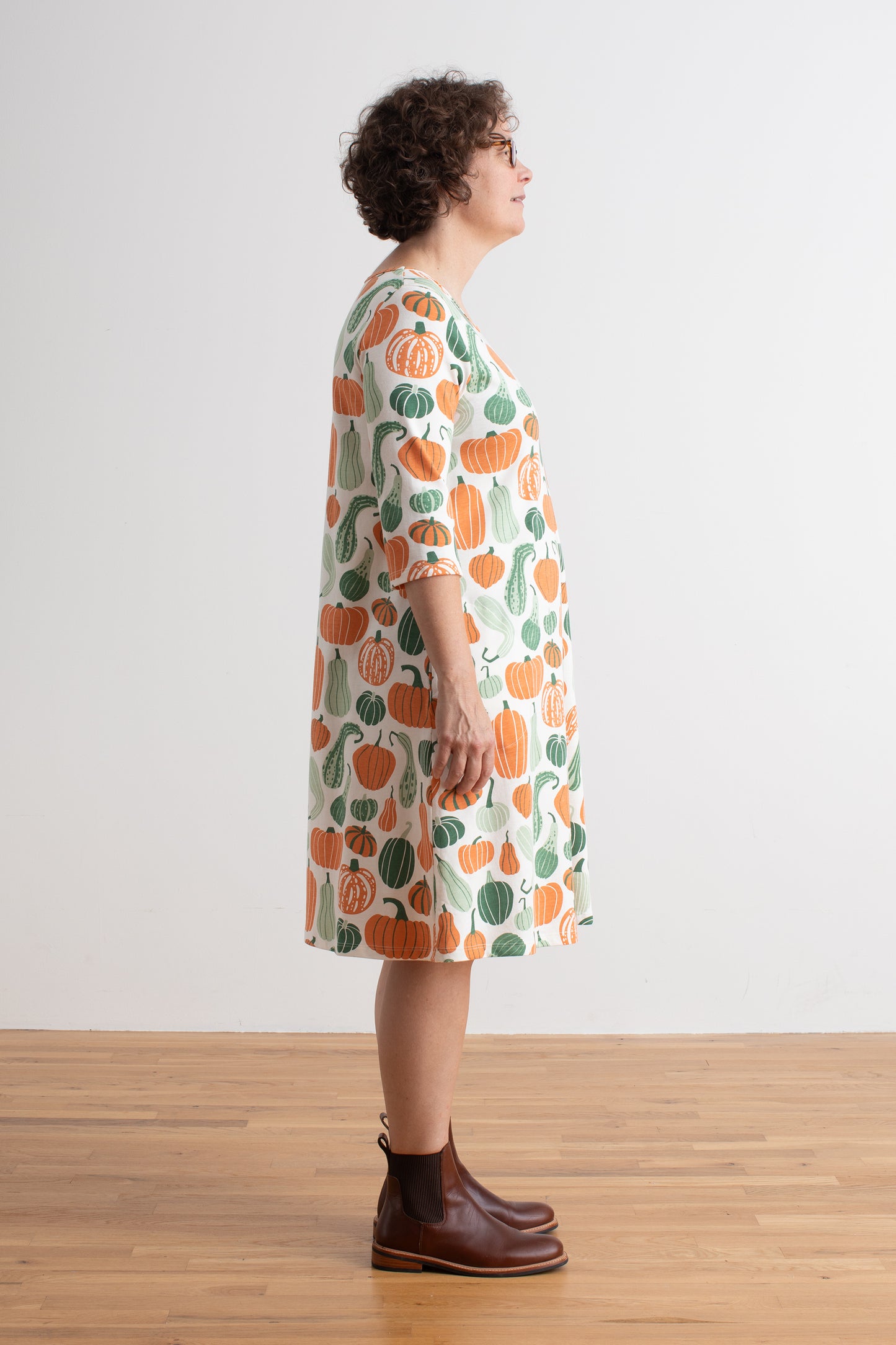 Helsinki Dress - Gourds & Pumpkins Green & Orange