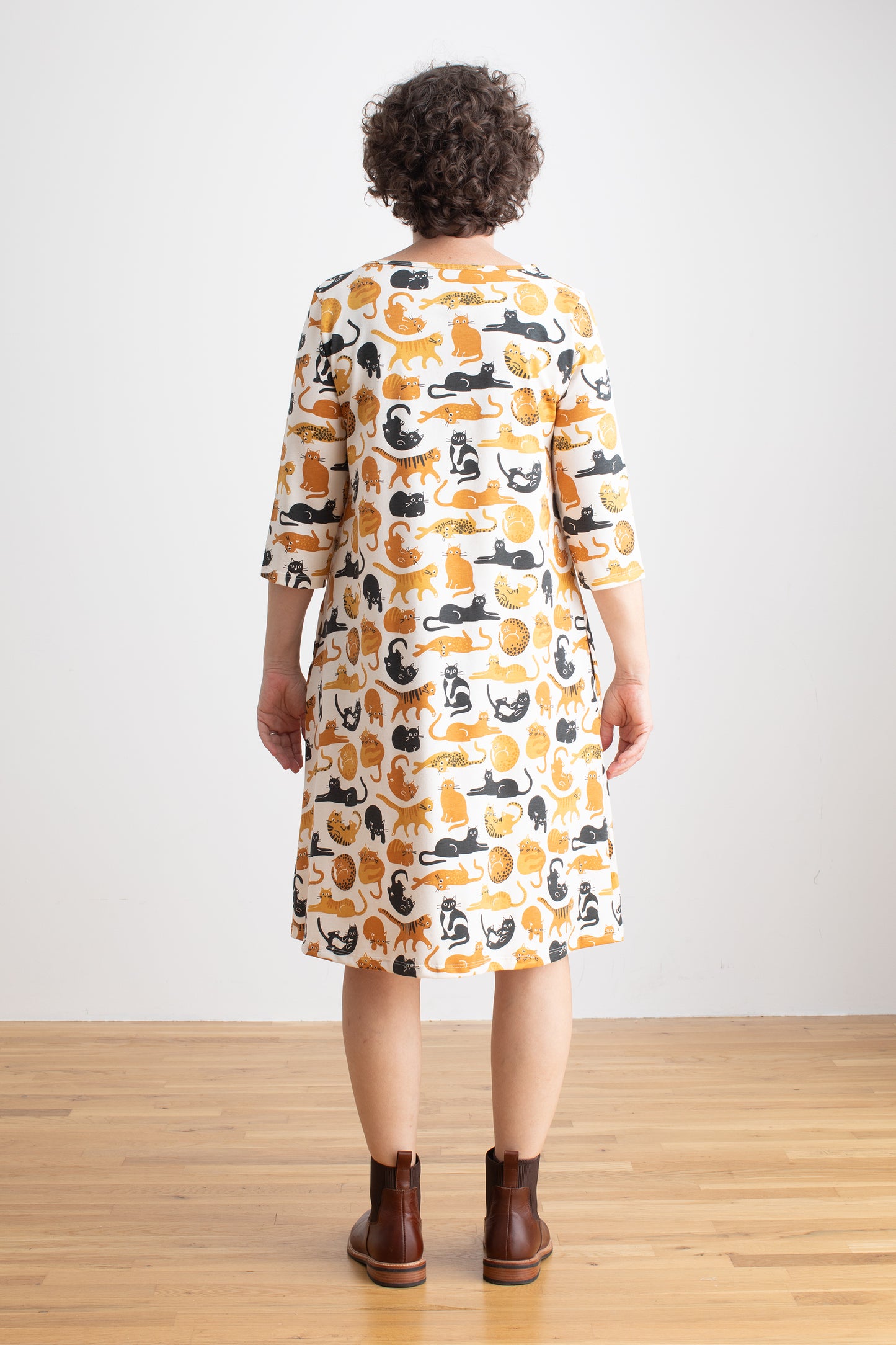 Helsinki Dress - Cat Friends Gold & Yellow