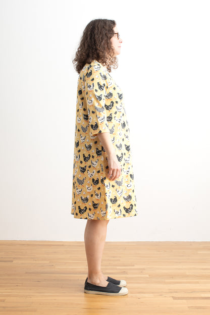 Helsinki Dress - Chicken Family Yellow