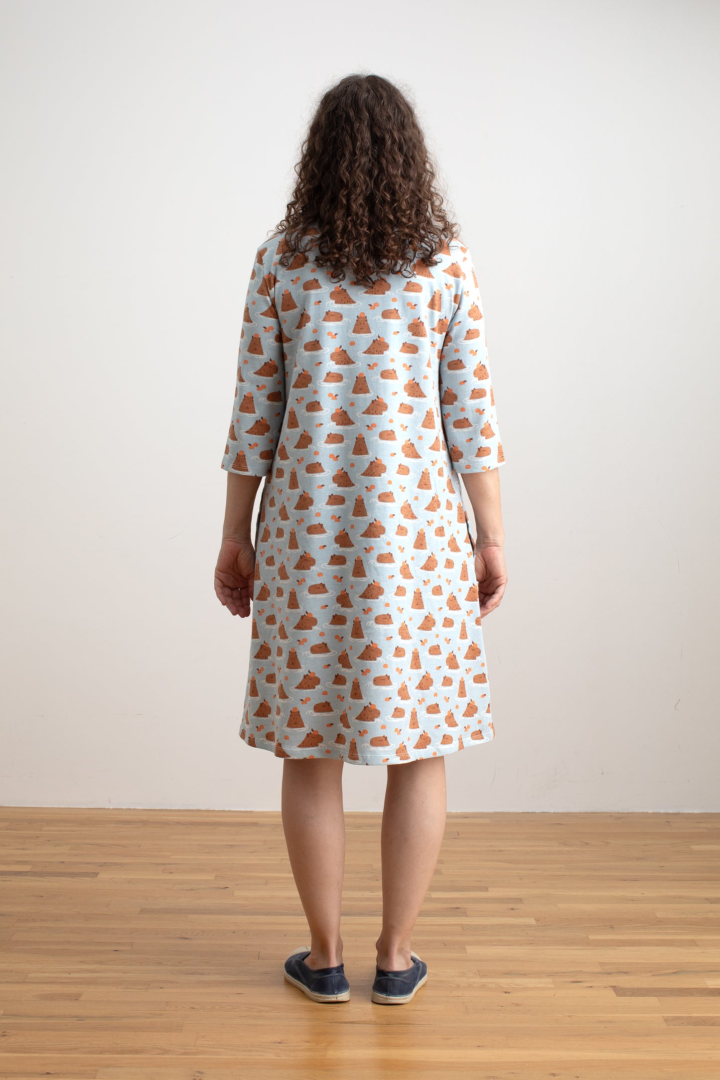 Helsinki Dress - Capybaras Blue