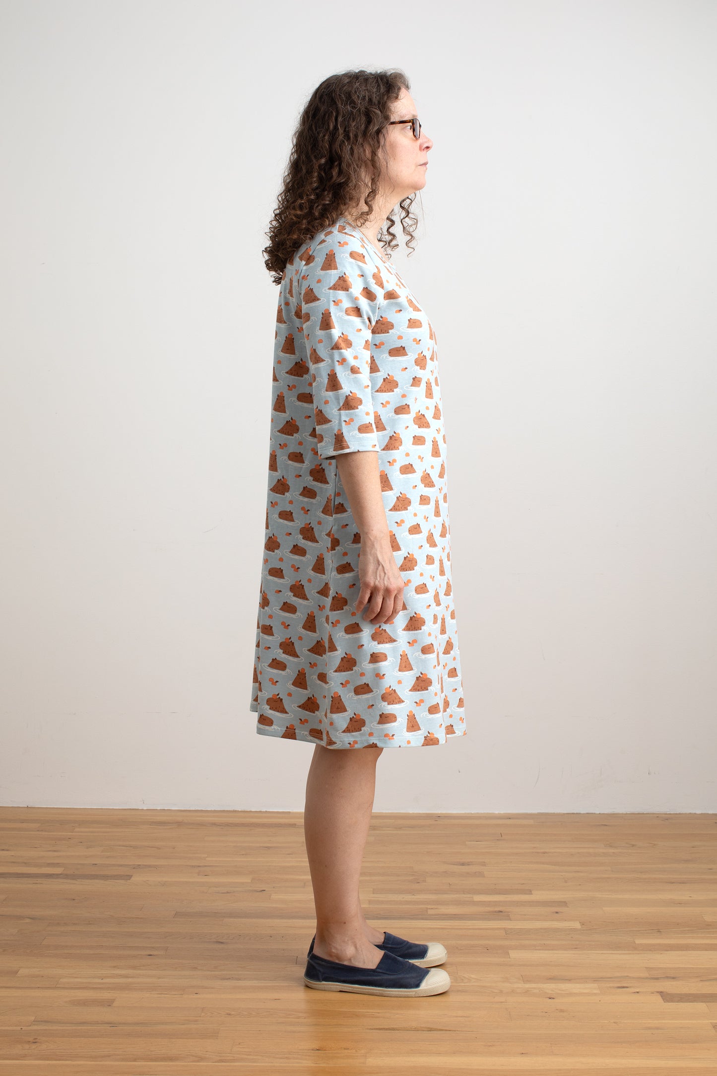 Helsinki Dress - Capybaras Blue