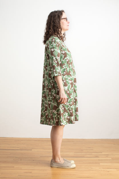 Helsinki Dress - Chimpanzees Green
