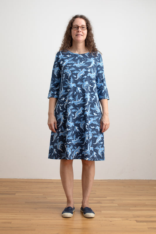 Helsinki Dress - Dragons Navy
