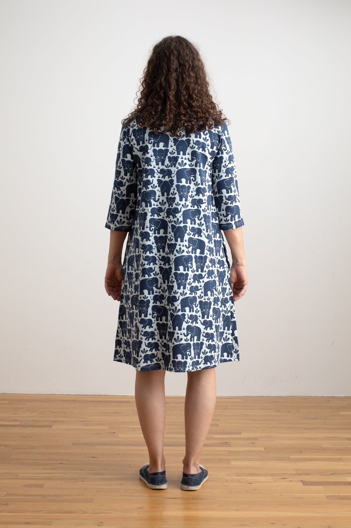 Helsinki Dress - Elephant Herd Navy
