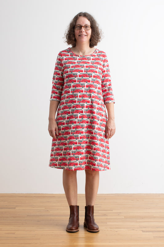 Helsinki Dress - Firetrucks Red