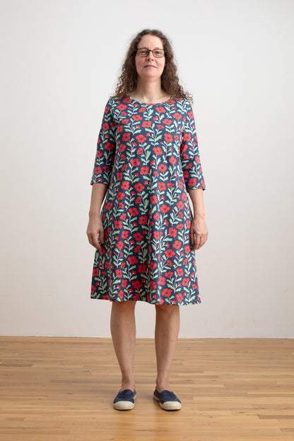 Helsinki Dress - Poppies Navy