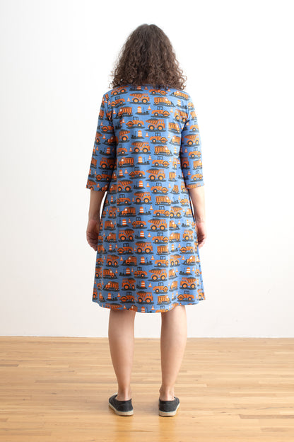 Helsinki Dress - Roadwork Orange & Blue
