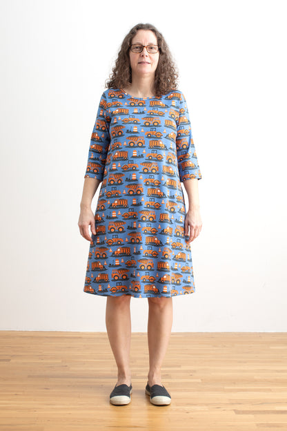 Helsinki Dress - Roadwork Orange & Blue