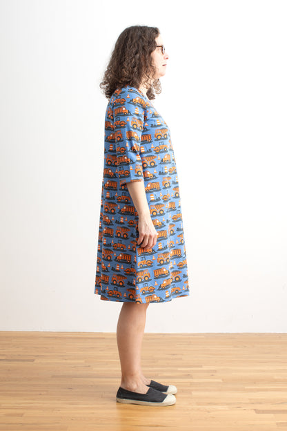 Helsinki Dress - Roadwork Orange & Blue