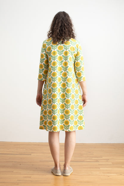 Helsinki Dress - Sunflowers Green