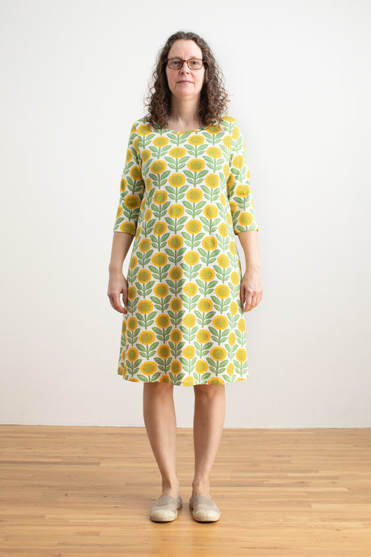 Helsinki Dress - Sunflowers Green