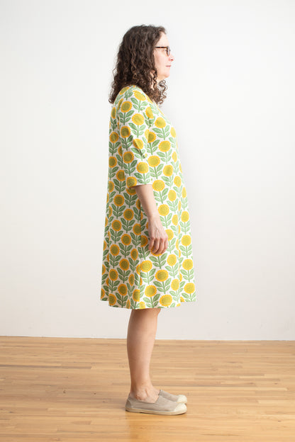 Helsinki Dress - Sunflowers Green