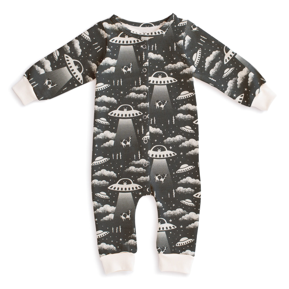 French Terry Jumpsuit - Aliens Charcoal