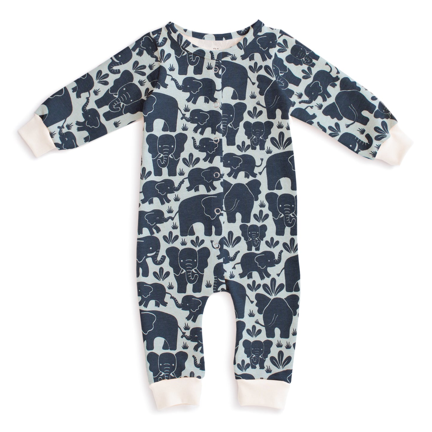 French Terry Jumpsuit - Elephant Herd Navy