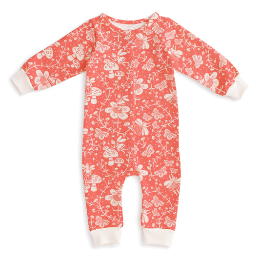 French Terry Jumpsuit - Fairies Coral
