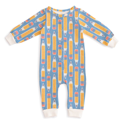French Terry Jumpsuit - Pencils Blue