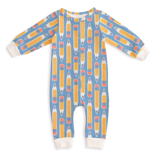 French Terry Jumpsuit - Pencils Blue