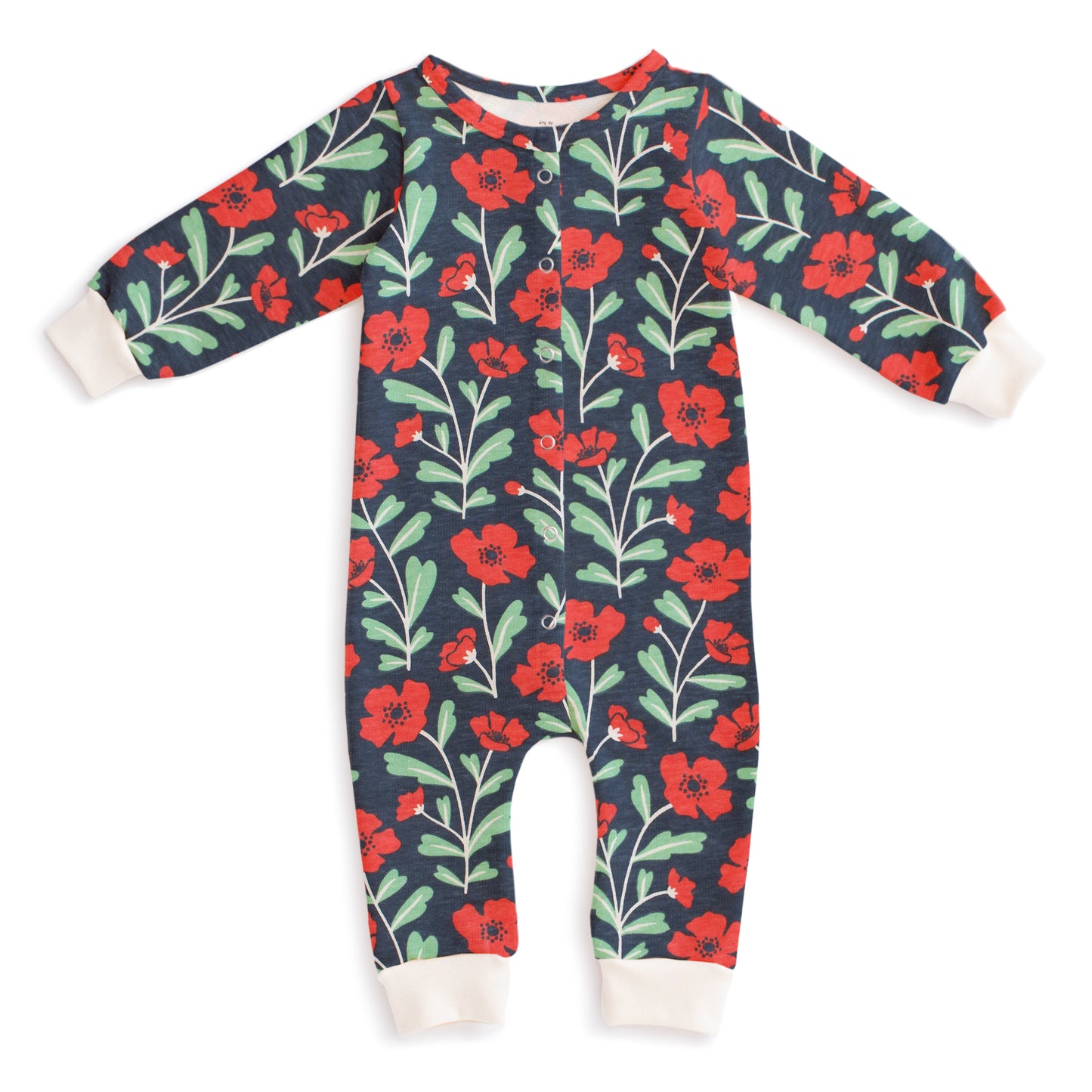French Terry Jumpsuit - Poppies Navy