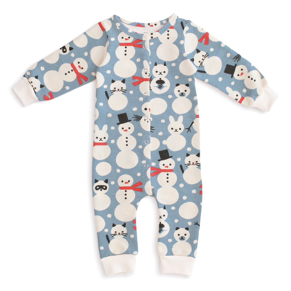 French Terry Jumpsuit - Snow Creatures Blue