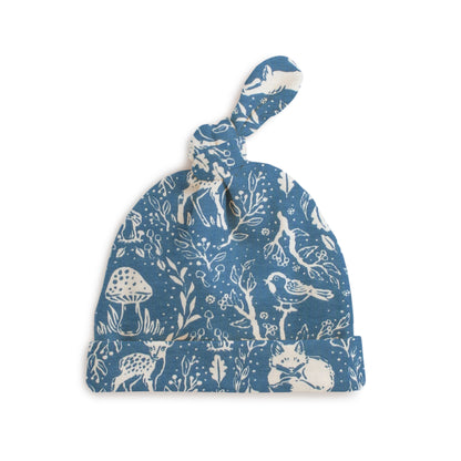 Knotted Baby Hat - Animal Tapestry Blue